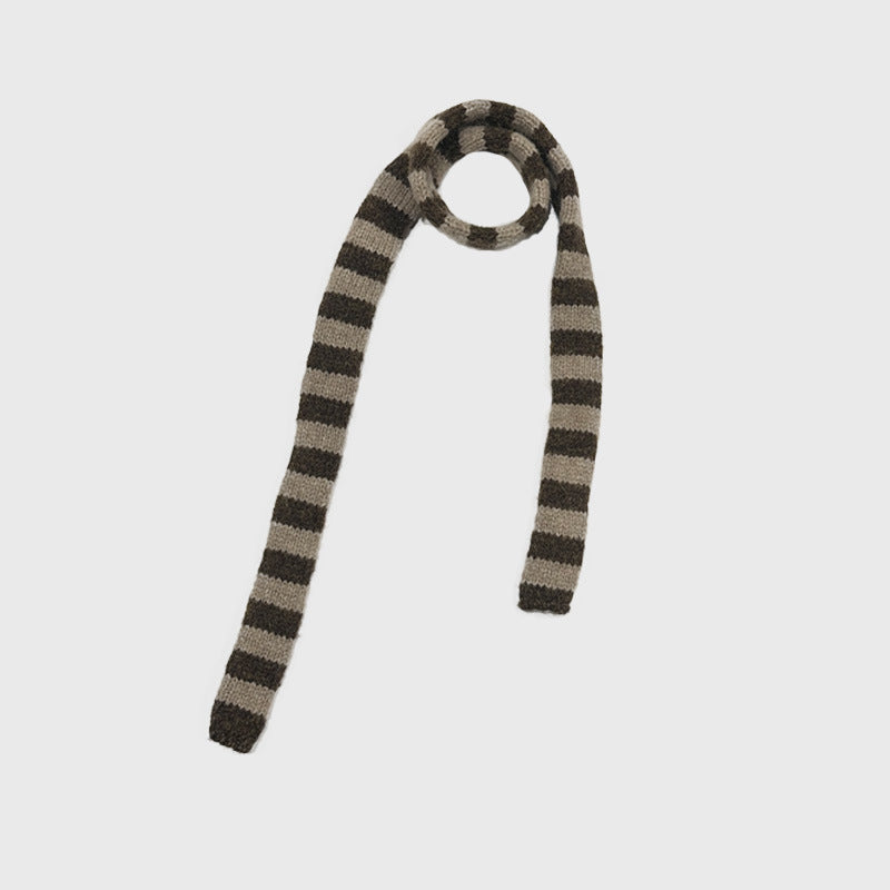 Wool-blend pinstriped sausage knitted scarf female autumn and winter student concave shape millennial Spice Girl scarf