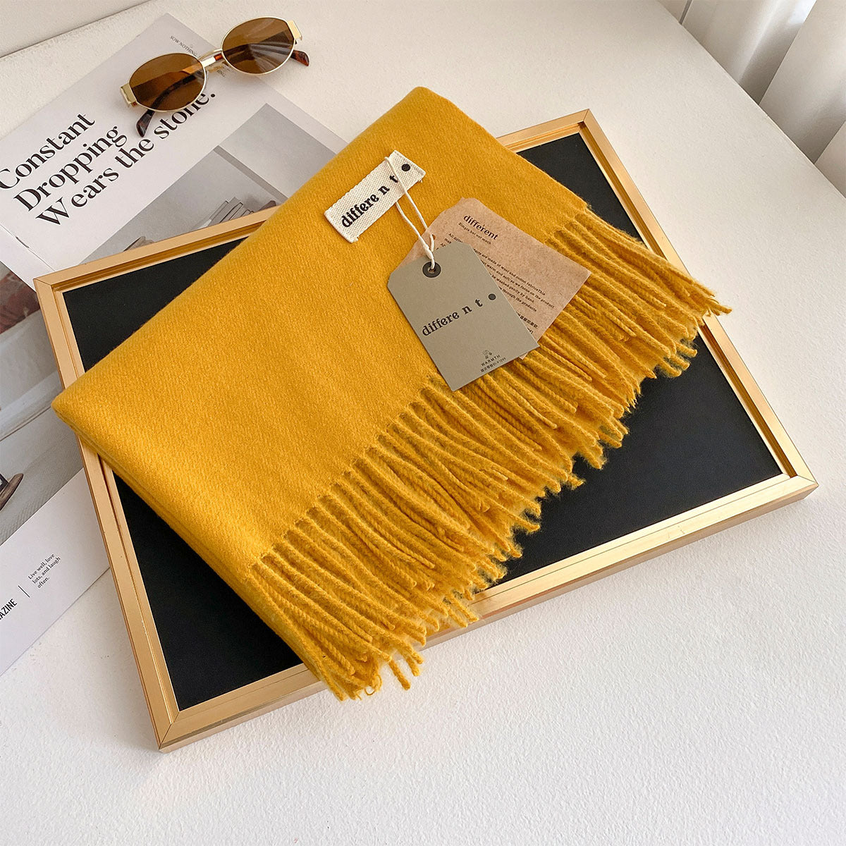 2025 Winter Imitation Cashmere Solid Color Scarf Women's Medium and Long Warm Scarf Shawl