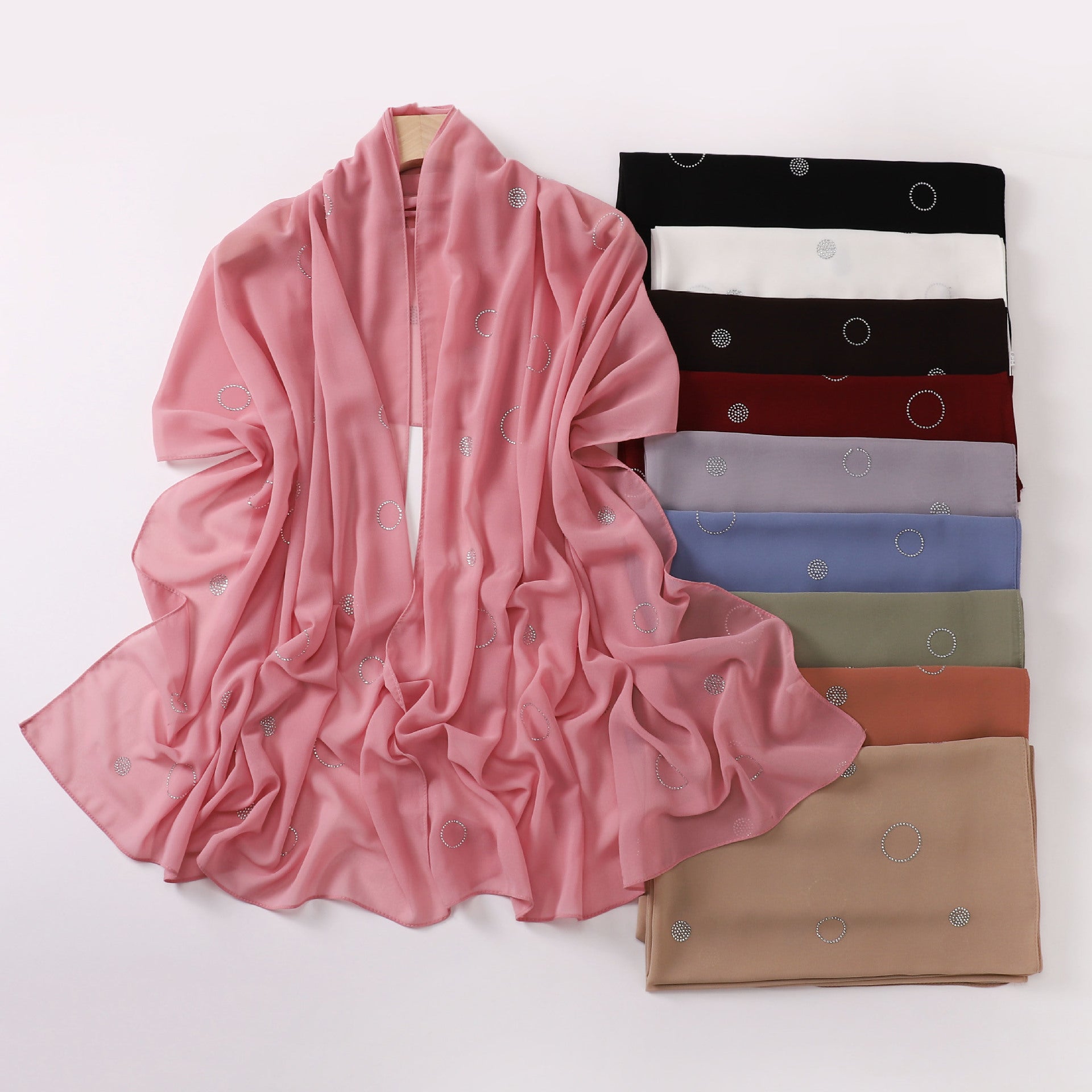 Pearl chiffon hot diamond long scarf, Indonesian headscarf, Middle East and Africa headscarf