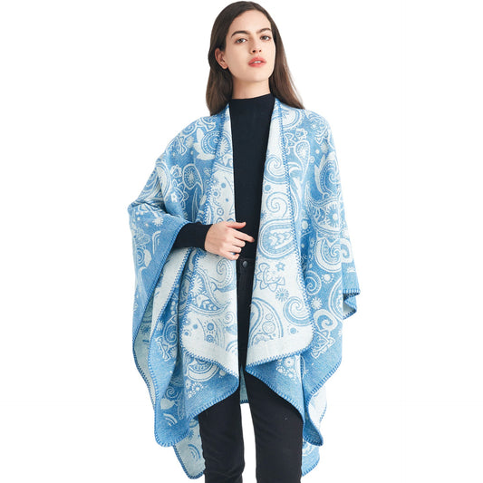 Europe, America Spring Autumn Winter 2025 New Women's Wool Jacquard Cashew Flower Shawl
