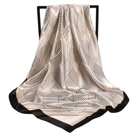 Spring new small fresh geometric pattern 90cm generous silk scarf women, year