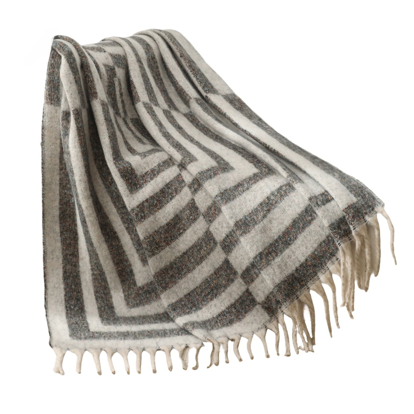 Blanket new European and American autumn and winter imitation mohair thickened striped large shawl jacquard blanket