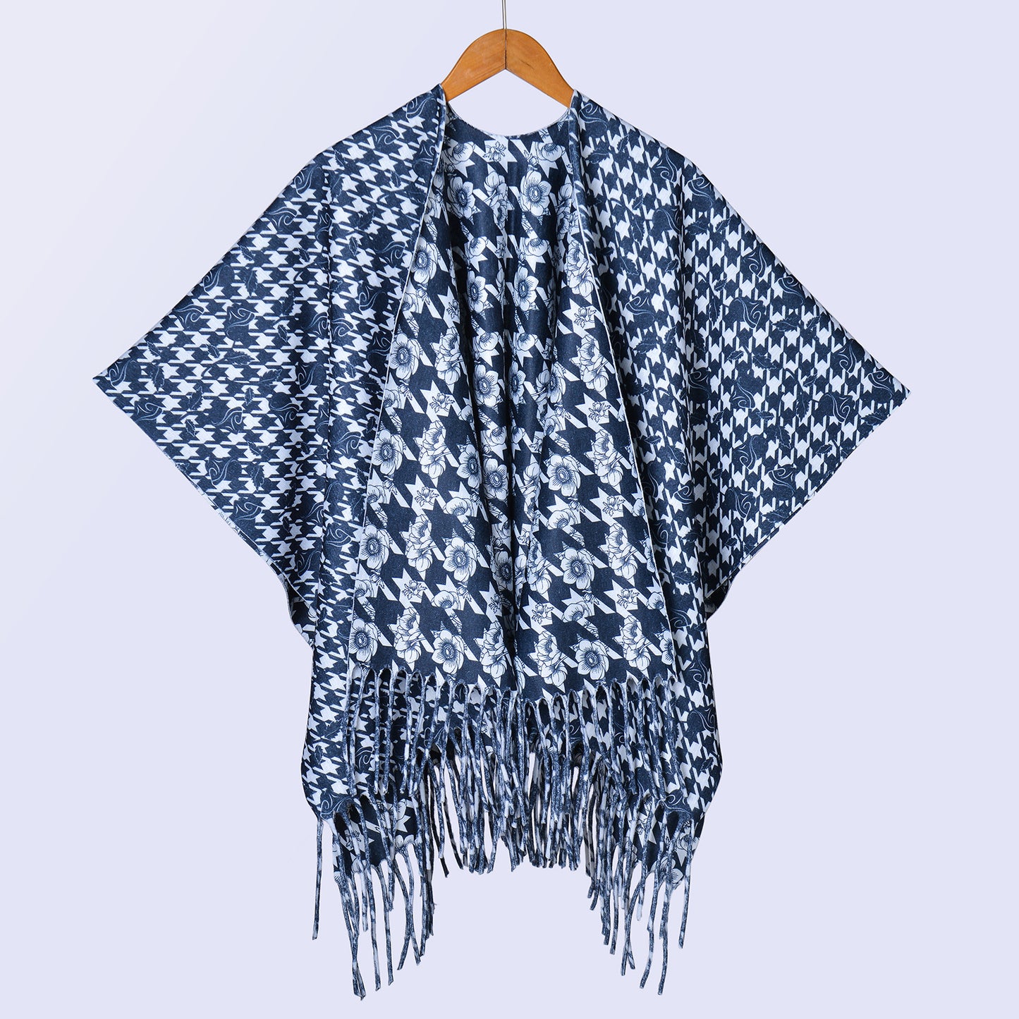 New ethnic style ink double-sided thickened shawl with women's autumn and winter retro high-end photo shawl large cape