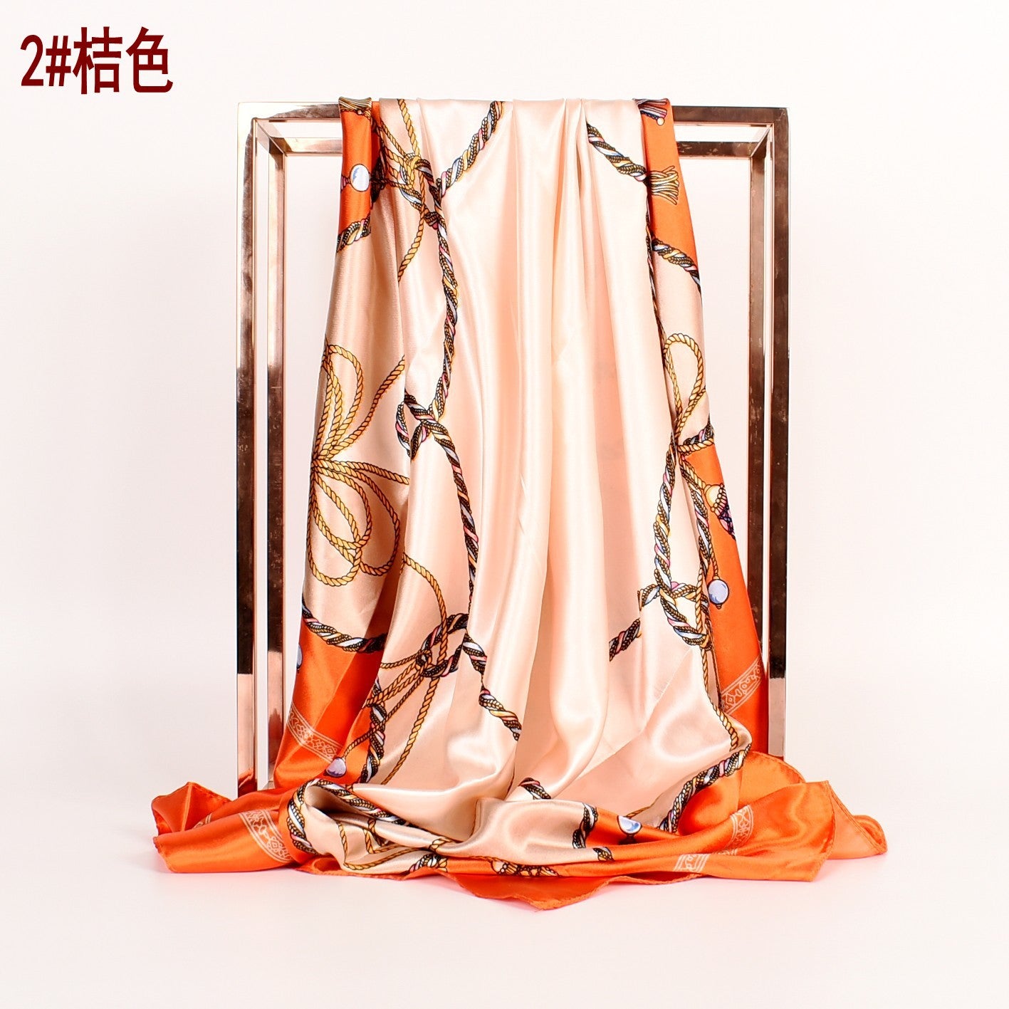 New fashionable and elegant knot pattern printing 90-color square scarf, headscarf, scarf, silk scarf.
