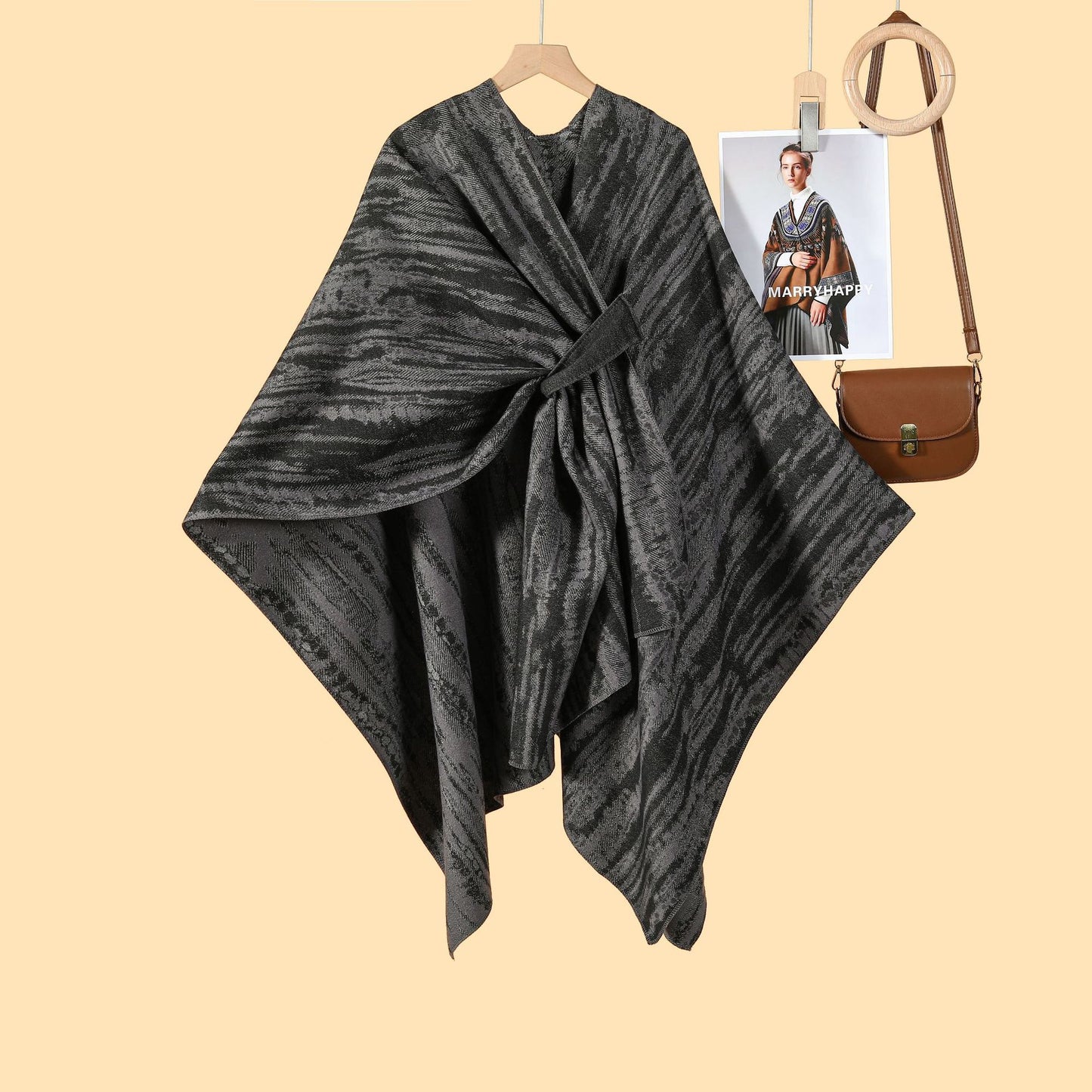 Harajuku lady literary travel photo shawl cape with new autumn and winter nostalgic retro warm cardigan