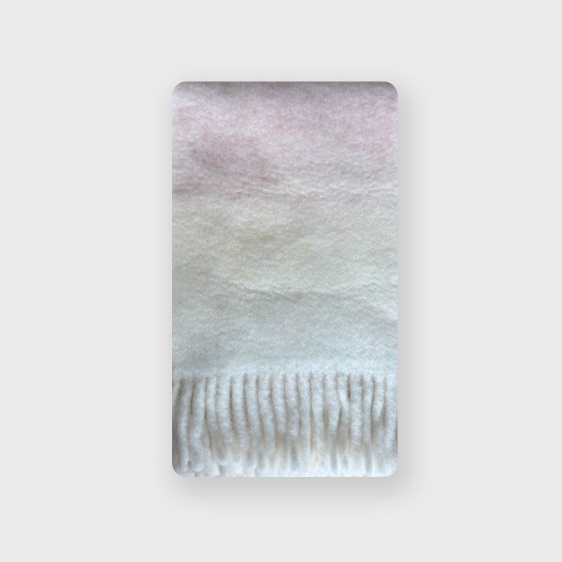 Wool blended gradual change of color scarf women's autumn and winter thickened warm ins atmosphere increased soft scarf