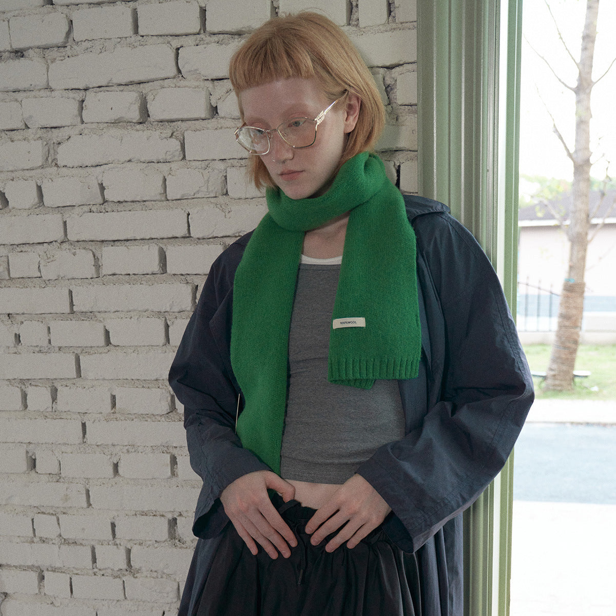 Selected Australian 100% pure wool scarf women's winter solid color soft warm knitted wool scarf Korean version ins