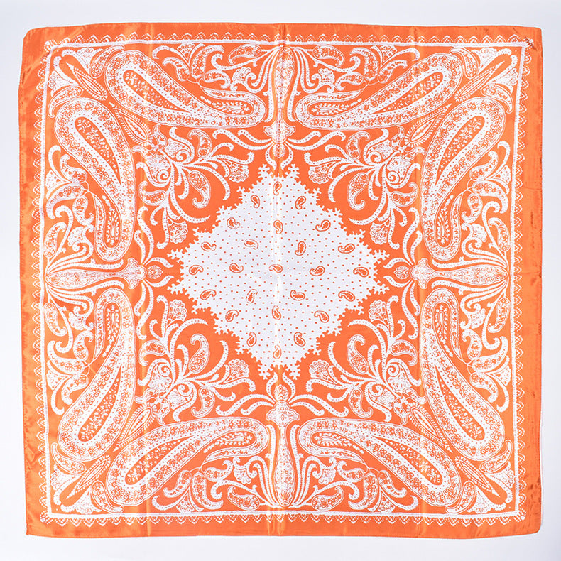 Spring and summer new fashion retro cashew nut pattern printing 90 * 90 satin large square scarf silk scarf