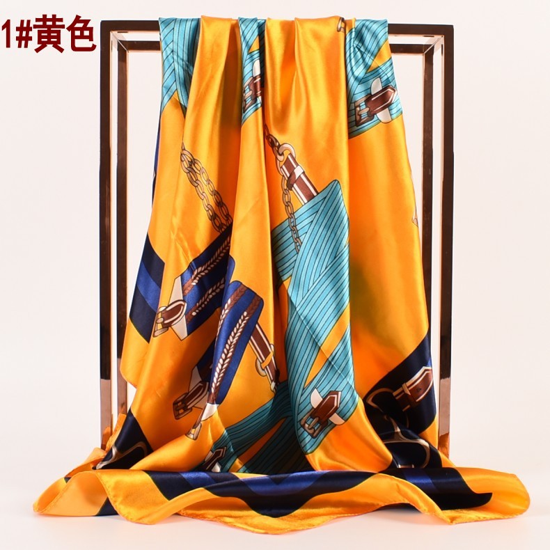 Summer new geometric pattern 90-color large square scarf women's plain weave printing, silk scarf scarf one piece hair