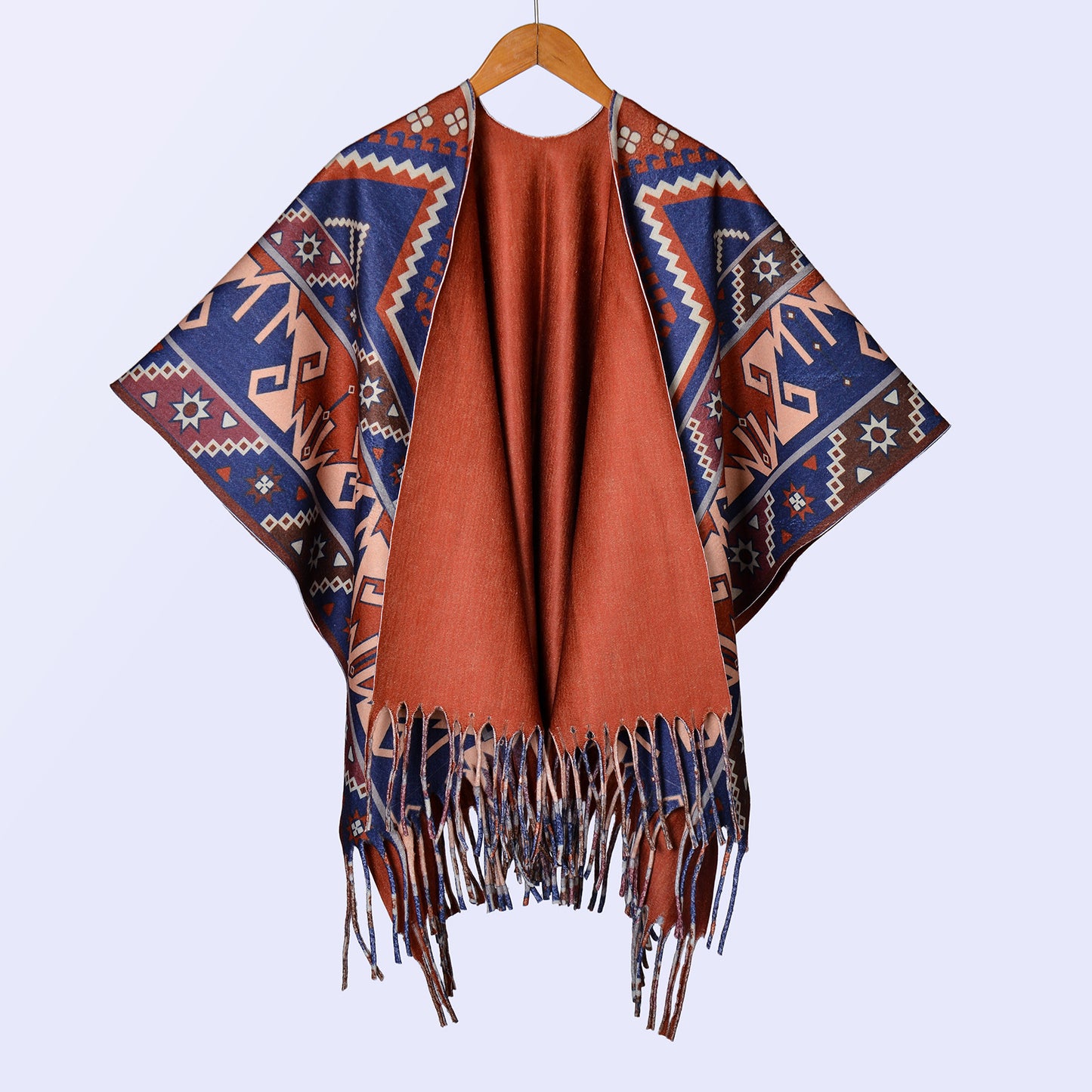 New ethnic style ink double-sided thickened shawl with women's autumn and winter retro high-end photo shawl large cape