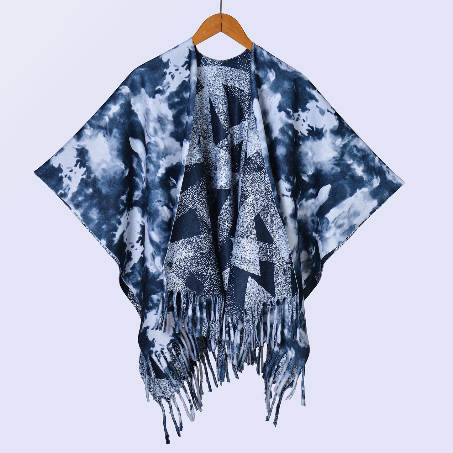 New ethnic style ink double-sided thickened shawl with women's autumn and winter retro high-end photo shawl large cape