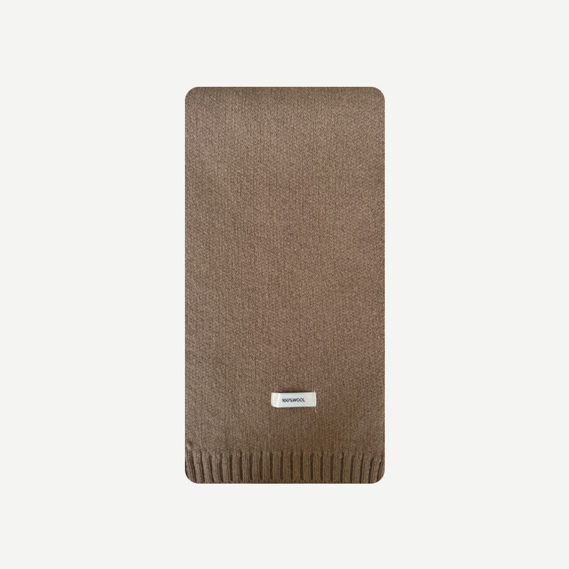Selected Australian 100% pure wool scarf women's winter solid color soft warm knitted wool scarf Korean version ins