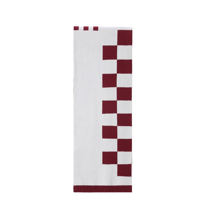 New autumn and winter wool scarf Korean version of male and female student couple plaid knitted scarf