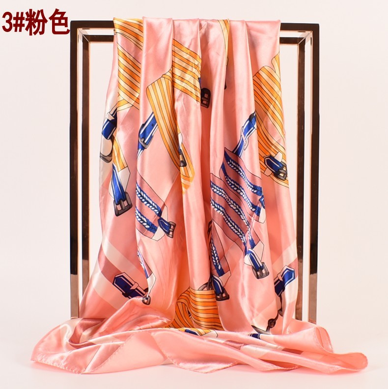 Summer new geometric pattern 90-color large square scarf women's plain weave printing, silk scarf scarf one piece hair