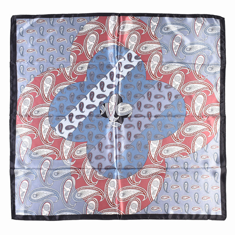 New French simple cashew flower pattern printing 90cm satin square scarf scarf silk scarf