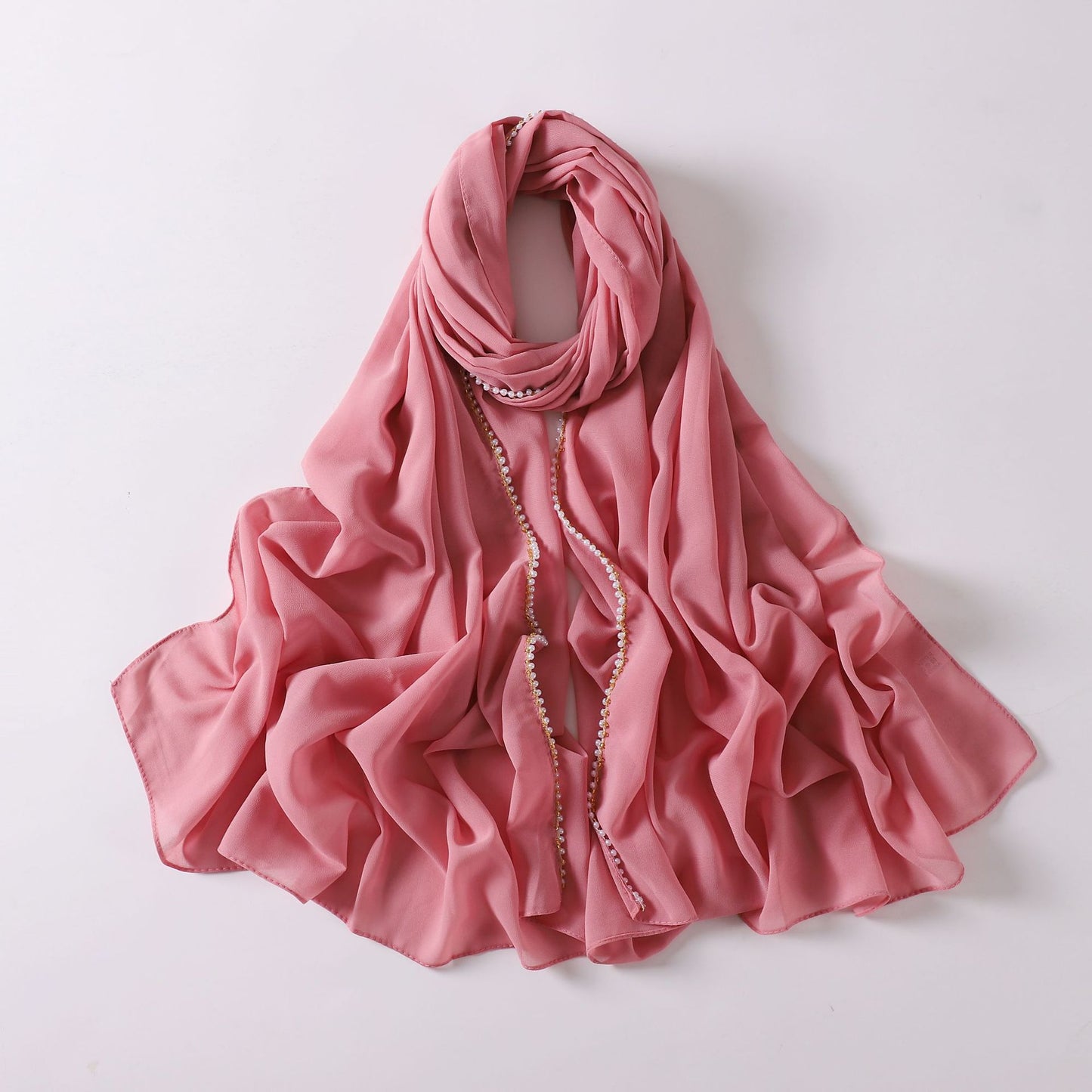 75D pearl chiffon double chain beaded scarf Malaysian headscarf Middle East Africa hijab