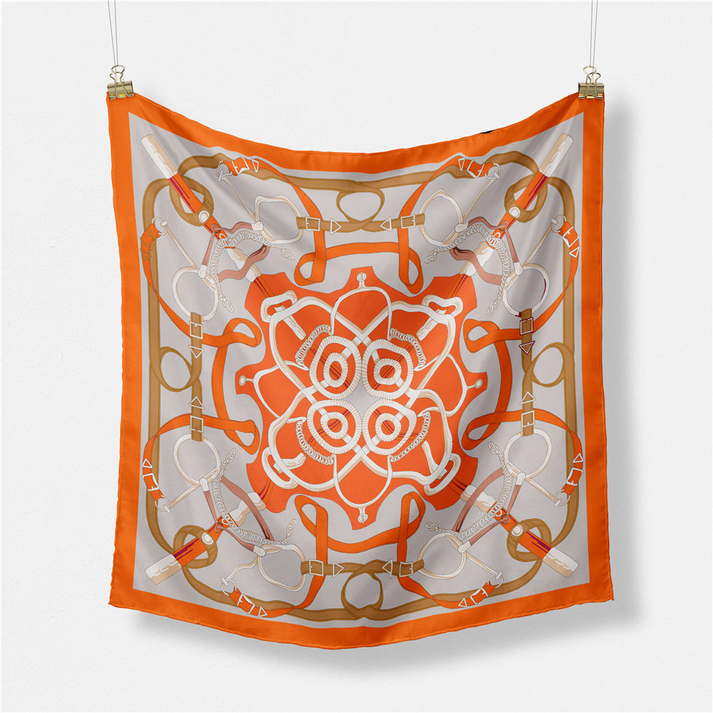 European and American fashion digital printing scarf 53cm small square scarf, women's versatile and elegant scarf tied hair band