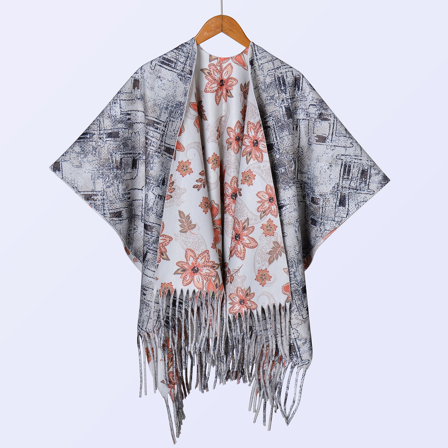 New ethnic style ink double-sided thickened shawl with women's autumn and winter retro high-end photo shawl large cape