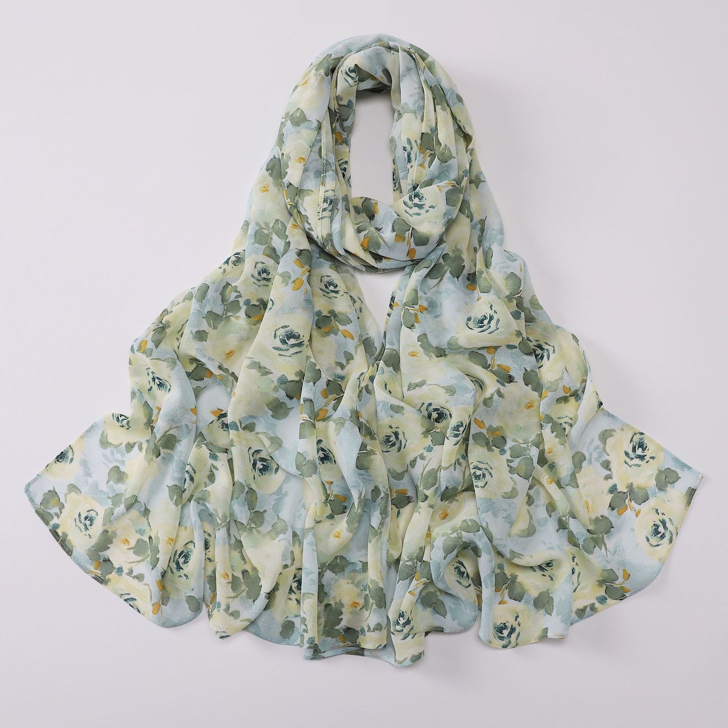 Spring pearl chiffon print floral scarf middle east headscarf yarn oil painting style hijab