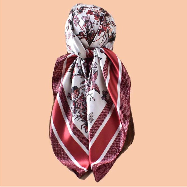 2025 Spring and Summer Butterfly Flying Printed Versatile Decorative Scarf Headscarf Silk Scarf 90 High Quality Satin Square Scarf