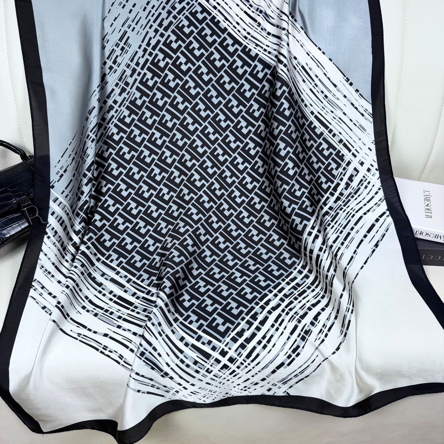 Fashion versatile gradual change color beautiful brocade long silk scarf, temperament women travel vacation sunscreen shawl headscarf