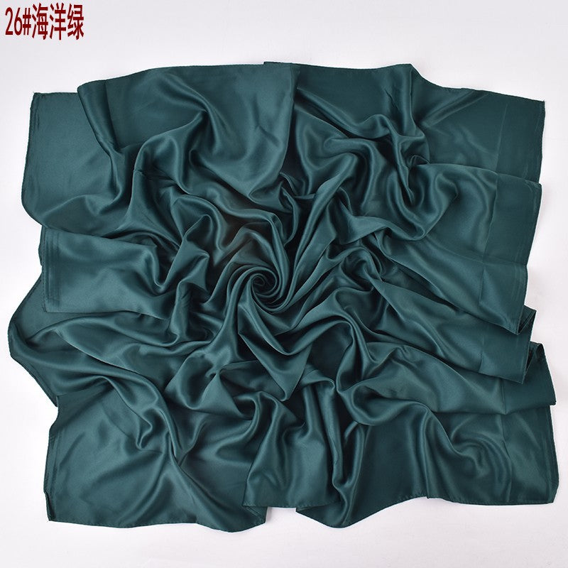 Autumn and winter new Malaysian imitation silk matte satin monochrome solid color 90 plain simple square towel batch