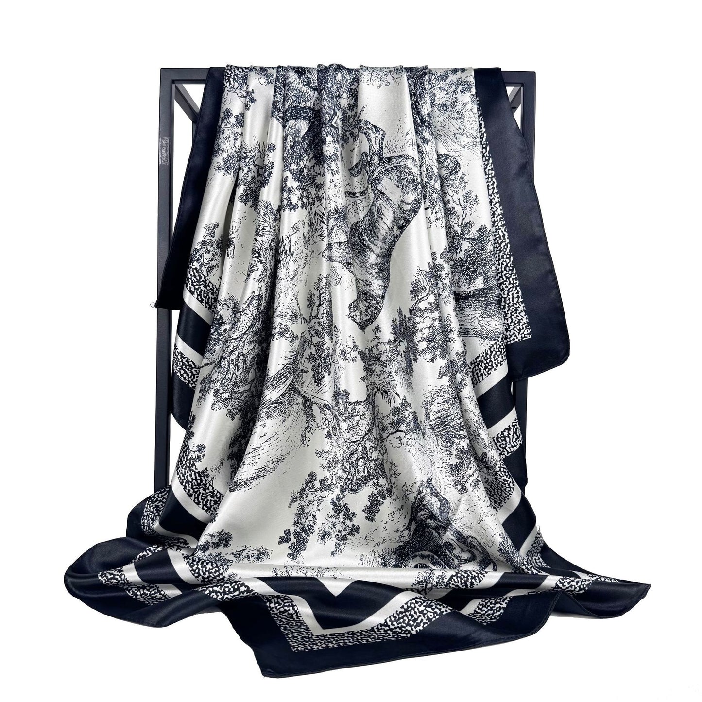 simple and elegant large polka dot printed silk scarf 90cm large square scarf, women's headscarf, yarn scarf.