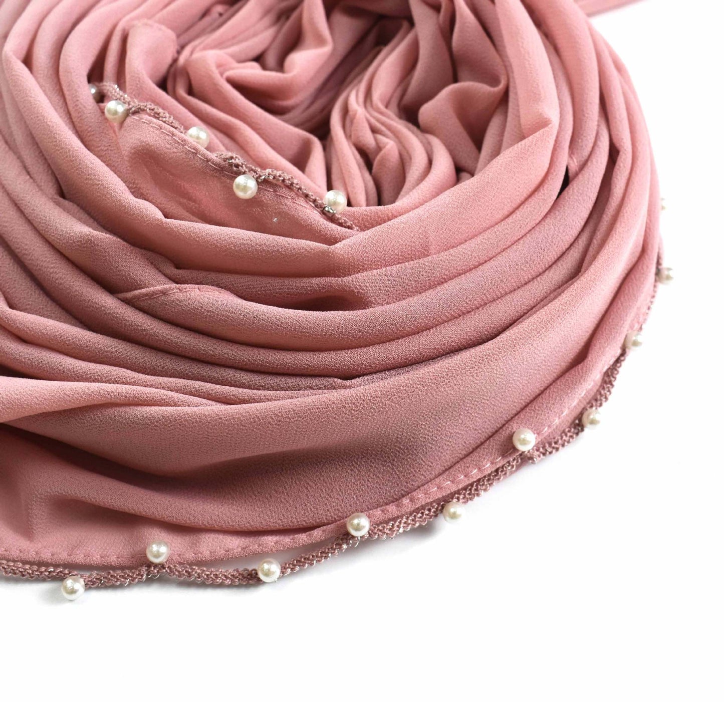 Summer chiffon wavy edge bead long scarf Malaysian Hijab