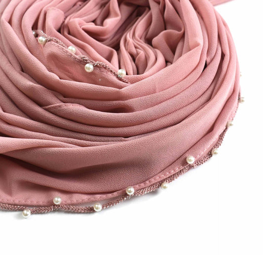 Summer chiffon wavy edge bead long scarf Malaysian Hijab