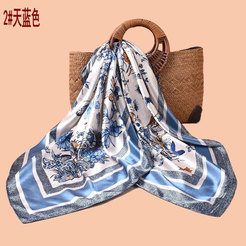 2025 Spring and Summer Butterfly Flying Printed Versatile Decorative Scarf Headscarf Silk Scarf 90 High Quality Satin Square Scarf