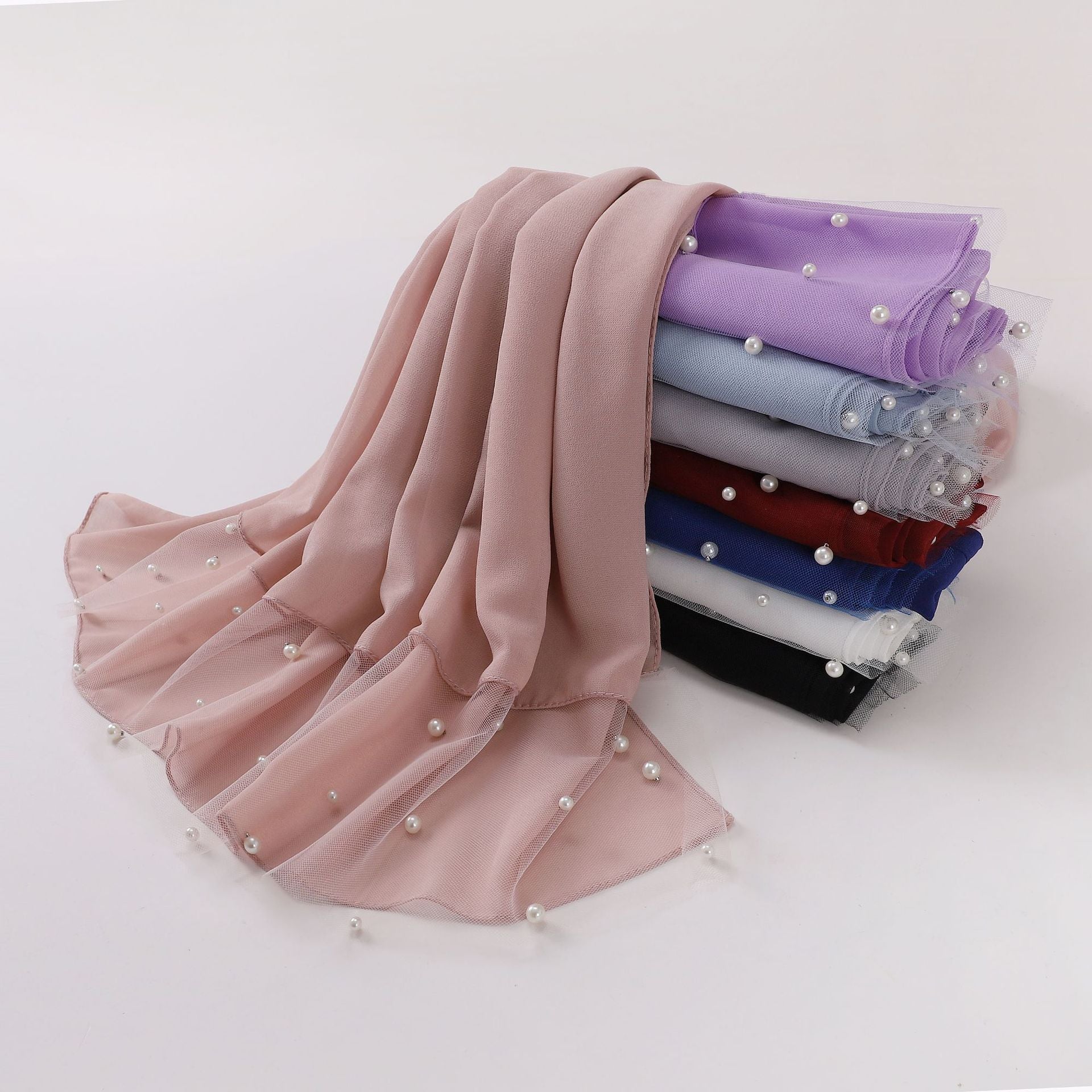Pearl Chiffon Lace Edge Square Scarf Middle East Africa Headscarf Malaysia Indonesia Hijab