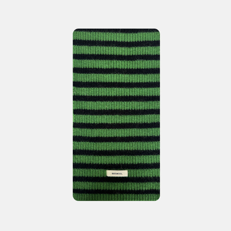 Selected Australian 100% pure wool scarf women's winter bai with soft atmosphere striped scarf Korean version