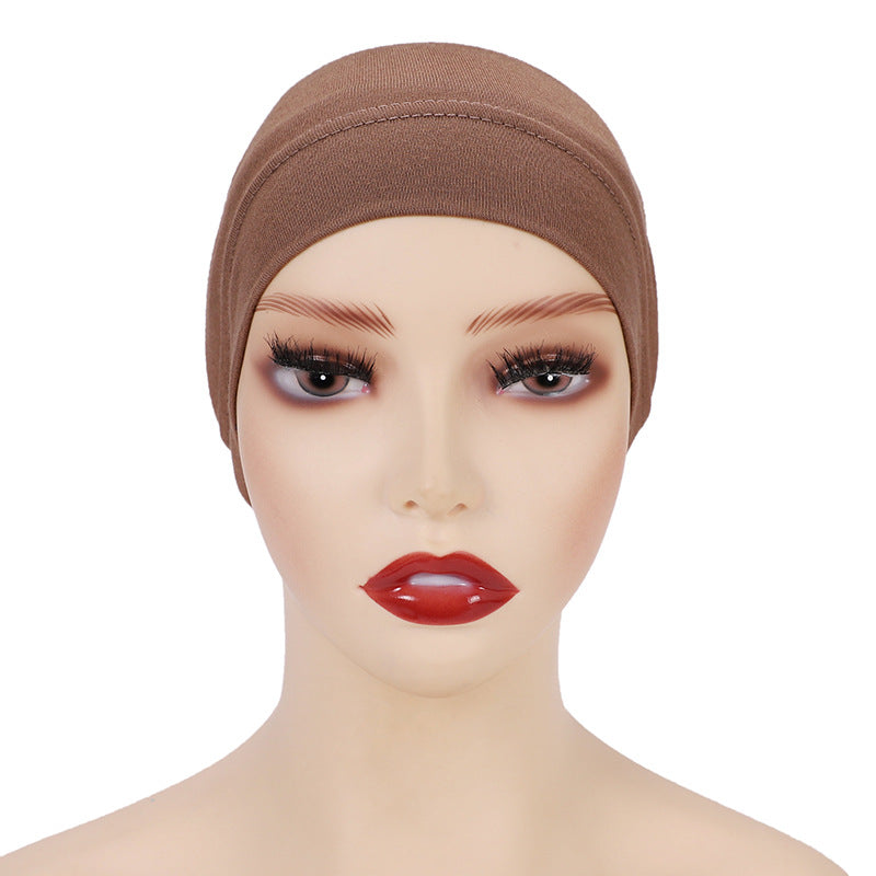 Modal monochrome tube hat bottoming cap, high elastic mercerized cotton women's Arabian scarf cap