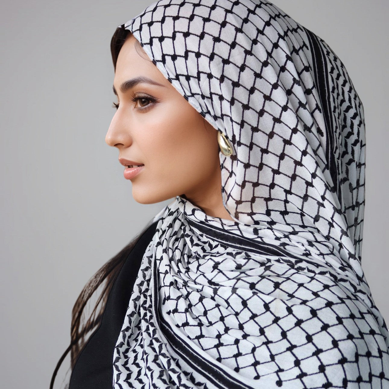 Cross-border New Chiffon Printed Plaid Headscarf Dubai Palestine Turkey Middle East Headscarf Arabian Scarf