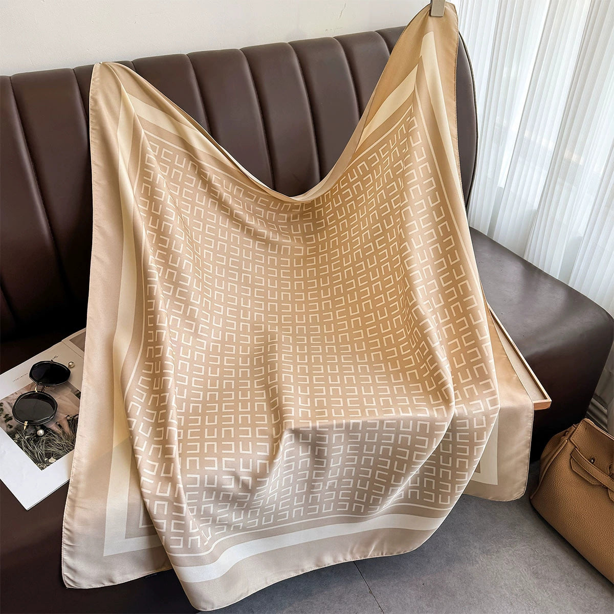 Summer Korean version of simple striped scarf twill square scarf 90cm fashionable versatile sunscreen shawl headscarf women