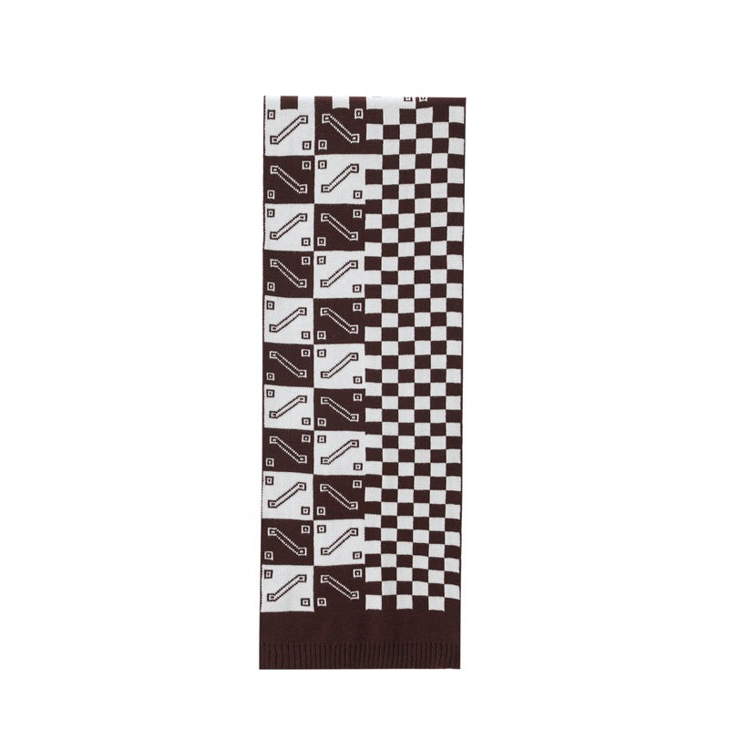 New autumn and winter wool scarf Korean version of male and female student couple acrylic knitted plaid scarf