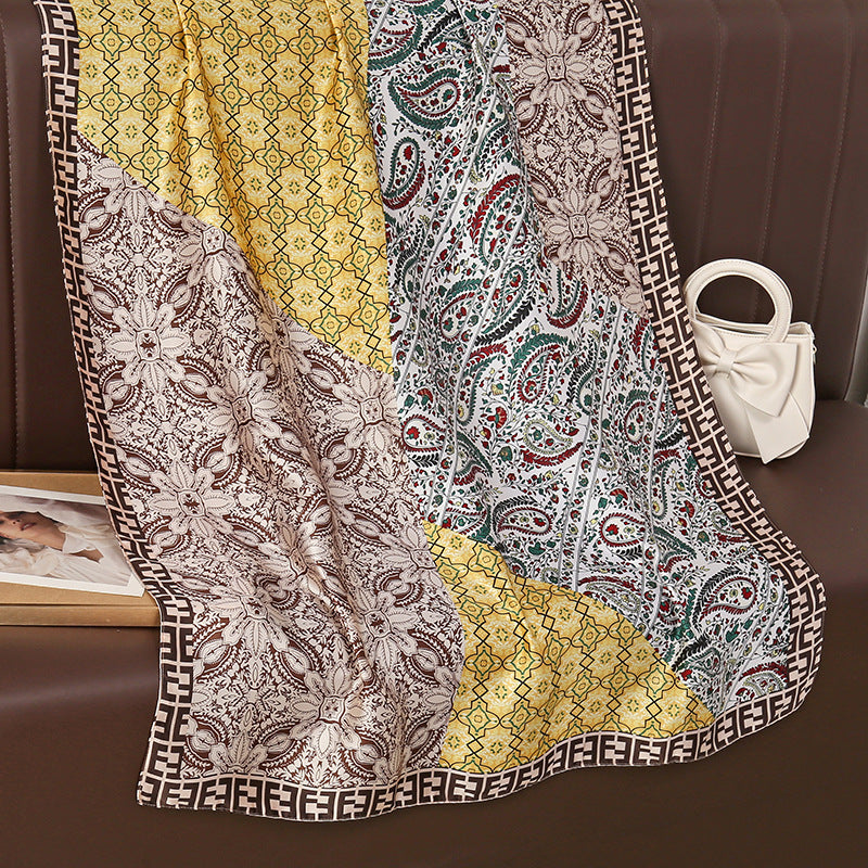 Literary, fresh and elegant, fragrant cloud cashew pattern, color matching, shawl, scarf, ethnic women's headscarf