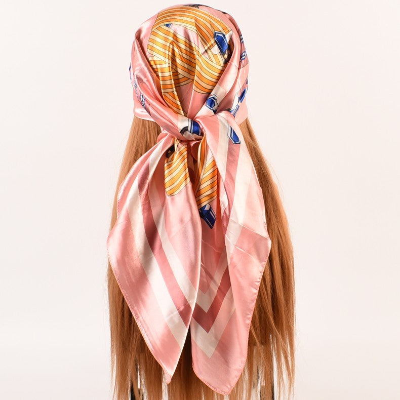 Summer new geometric pattern 90-color large square scarf women's plain weave printing, silk scarf scarf one piece hair