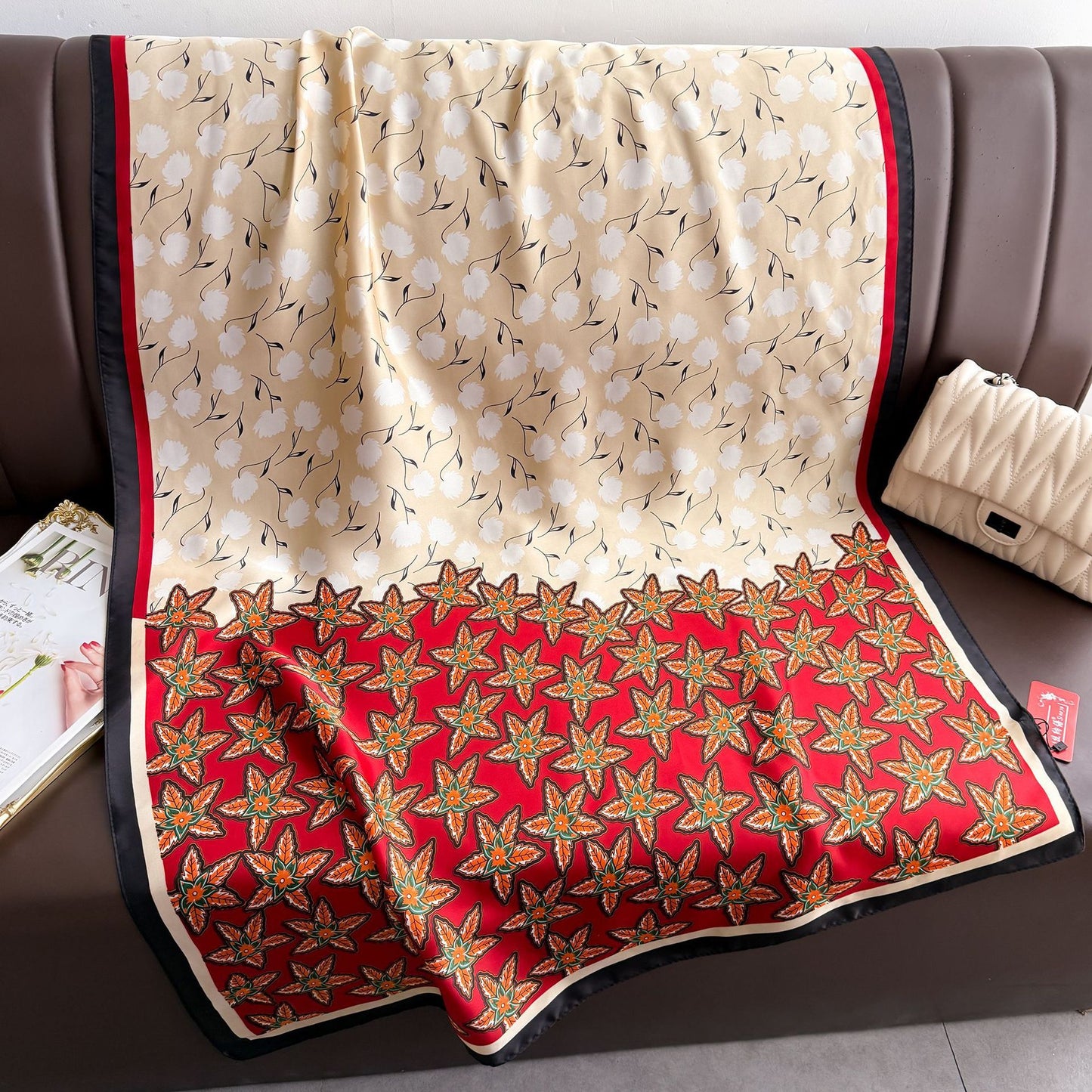 Spring and summer fashion versatile simulation silk long silk scarf shawl, literary temperament women's decorative sunscreen scarf