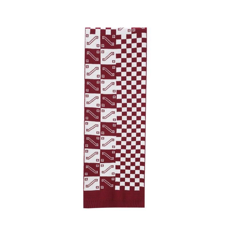 New autumn and winter wool scarf Korean version of male and female student couple acrylic knitted plaid scarf
