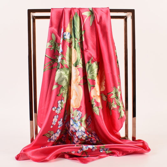 European and American fashion new professional square scarf women's flowery pattern, scarf silk scarf one piece hair