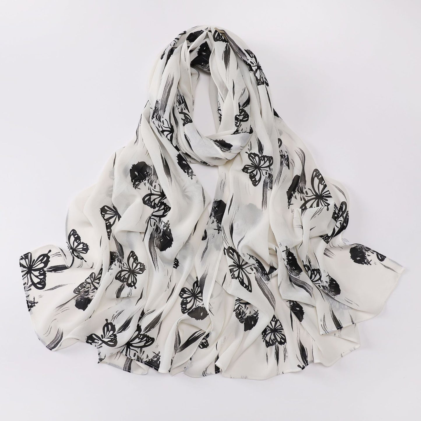 Spring pearl chiffon print floral scarf middle east headscarf yarn oil painting style hijab