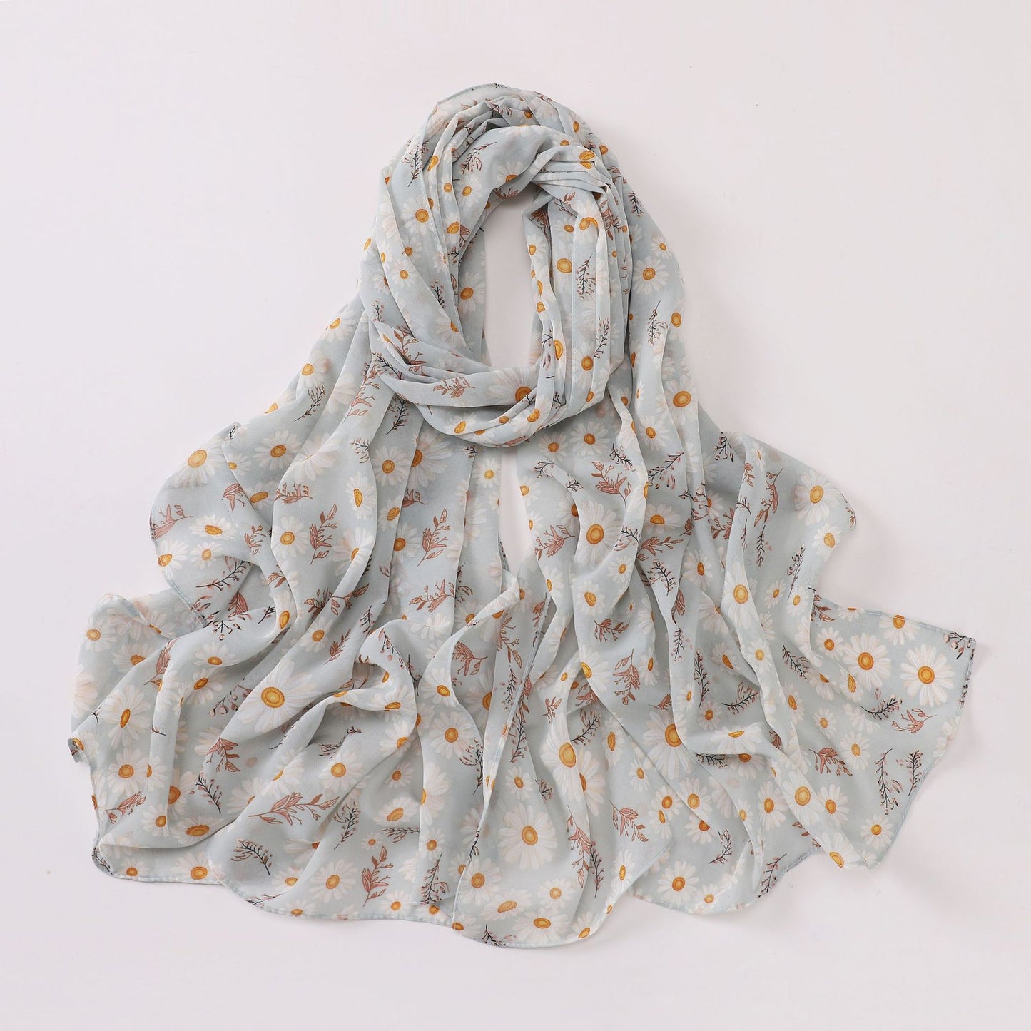 Spring pearl chiffon print floral scarf middle east headscarf yarn oil painting style hijab