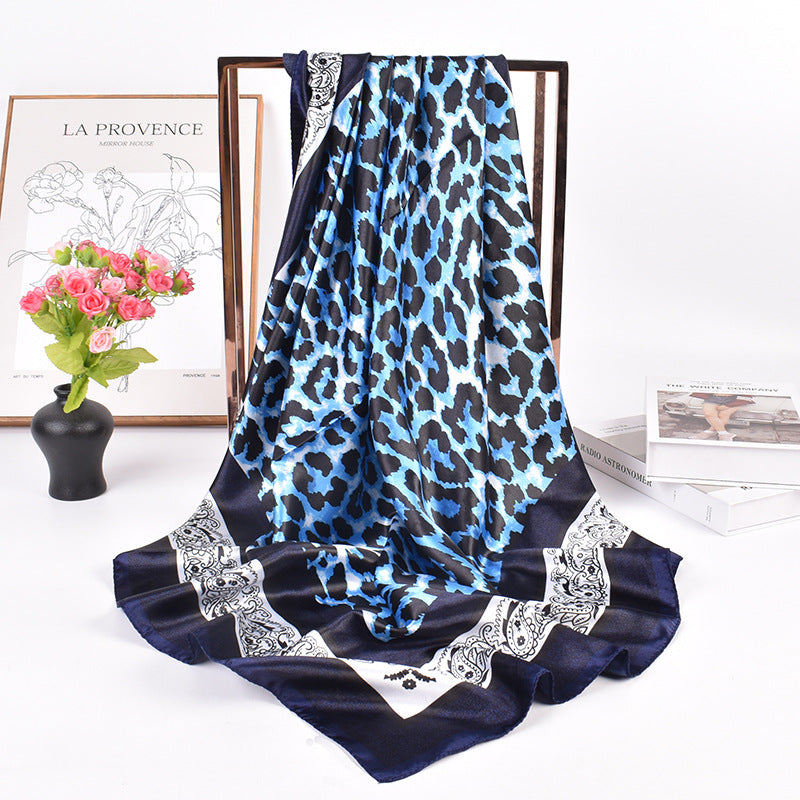 Fashion leopard print cashew pattern print 90 satin large square scarf, headscarf, scarf