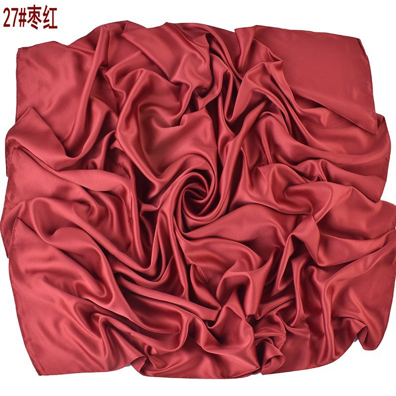 Autumn and winter new Malaysian imitation silk matte satin monochrome solid color 90 plain simple square towel batch