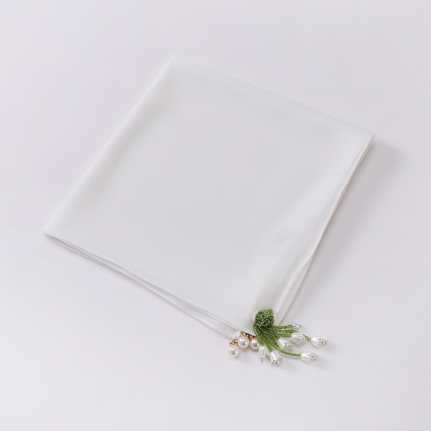 Tulip Rhinestone Pearl Chiffon Square Scarf 90 * 90cm Malaysia Headscarf