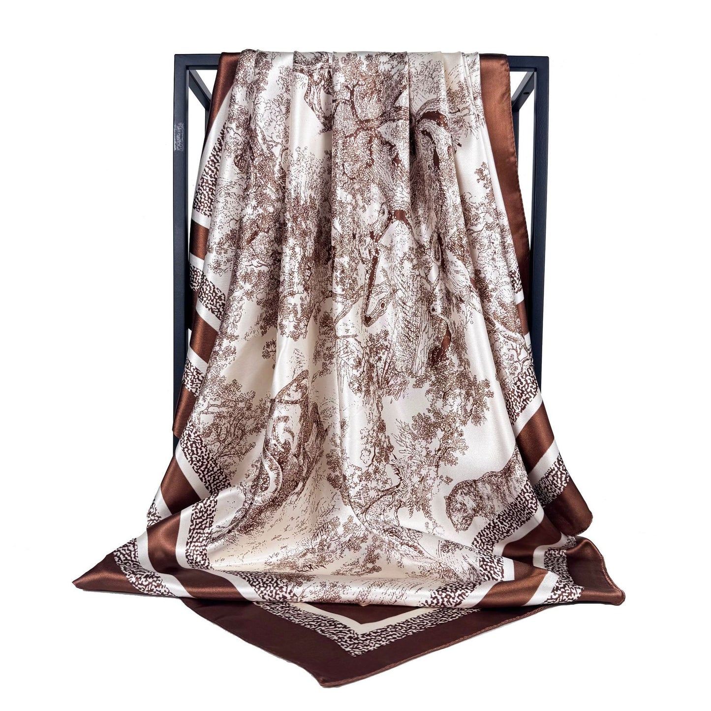 Fashion versatile fragrant cloud cashew pattern, imitation silk satin satin 90cm large square towel, ethnic women's headscarf