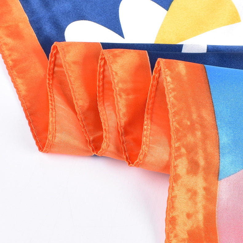 New product hot-selling fashion retro printing 90cm-color diced large square scarf silk scarf square scarf advanced sense