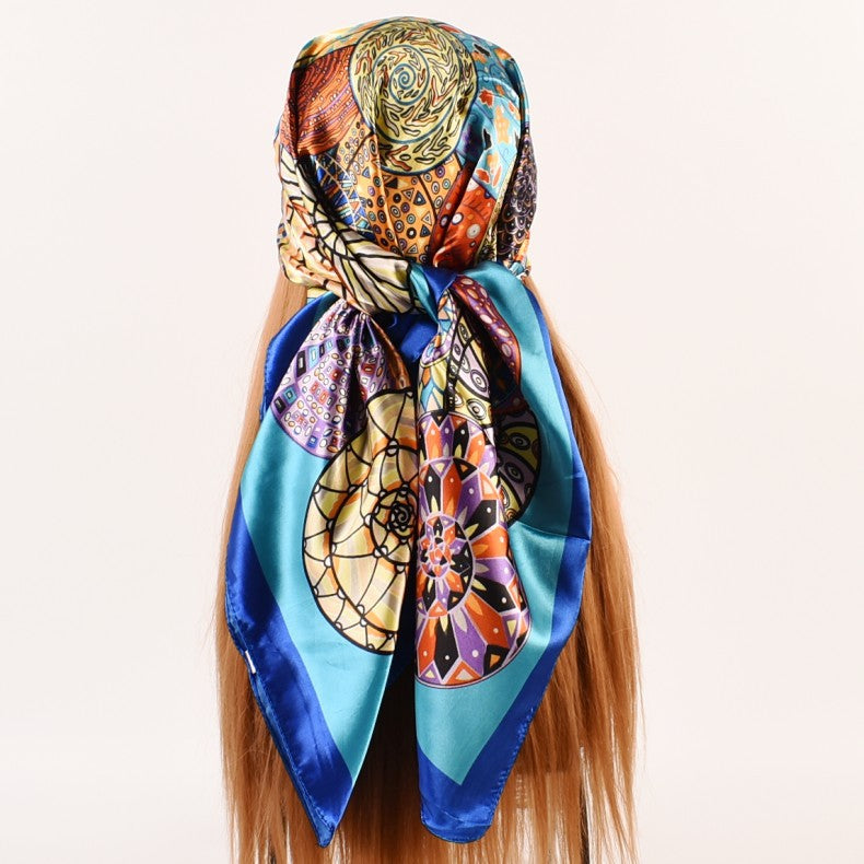 90cm * 90cm summer new retro ethnic printing satin women, silk scarves, scarves, one piece hair