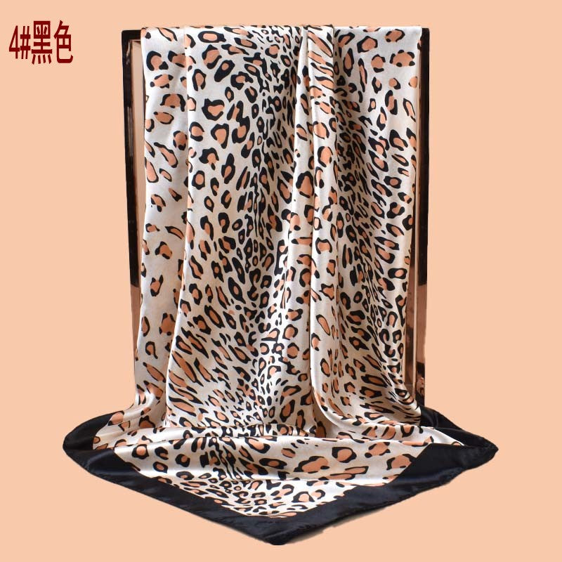 2025 New 90cm-color Cub Leopard Print Versatile Printed Square Scarf with Sunscreen, Bag Head Silk Scarf Decoration, Scarf